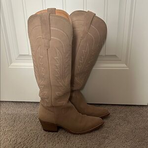 Tecovas Taupe Suede Knee-High Western Boots